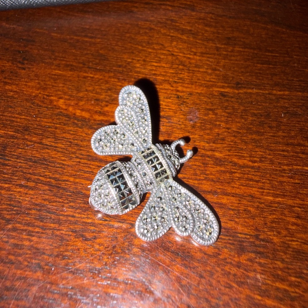 Silver and Marcasite Bee Brooch Pin